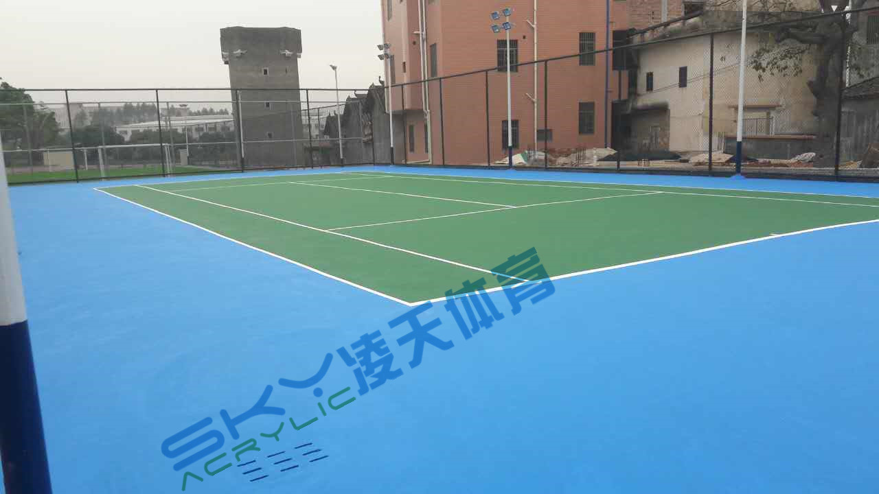 丙烯酸球场案例：广州市增城石迳村丙烯酸网球